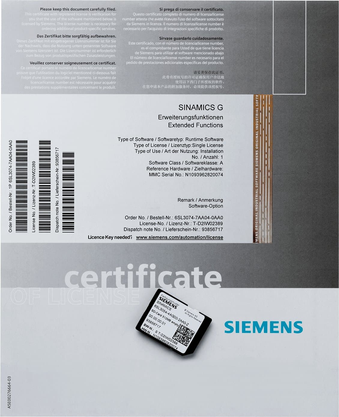 6SL3074-7AA04-0AA0 — фото SIEMENS | МТК